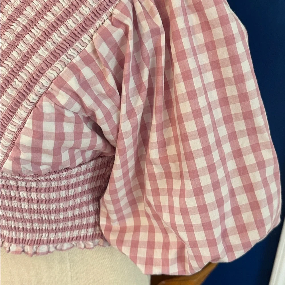Women’s Abercrombie & Fitch Gingham Smocked Puff-Sleeve Crop Top Size XS